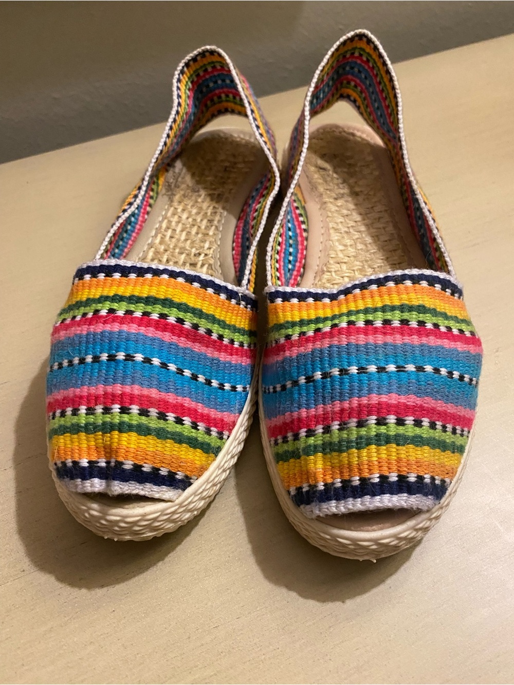 Colorful Striped Espadrille Inspired Flats - Multicolor - Size 7